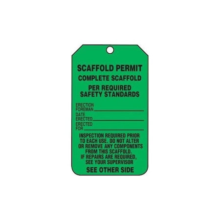 Accuform Safety Tags, SCAFFOLD PERMIT, 5.75in x 3.25in, RP-Plastic, 5PK TRS326PTM